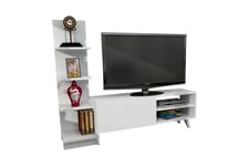 Furny Home TV-benk 140 cm med Bokhylle - Hvit & mediabenk