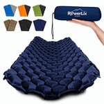 POWERLIX Tapis de Couchage Gonflable Ultra léger, idéal pour Le Camping, Le Sac à Dos, la randonnée – Airpad, Sac de gonflage, Sac de Transport, kit de réparation Bleu Marine