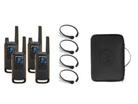 4 WALKIE MOTOROLA T82 + CHARGEURS, BATTERIES, LARYNGOPHONES ET VALISE DE TRAN...