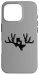 Coque pour iPhone 16 Pro Texas Buck Texas Flag Huge Buck Rack Black Texas Flag