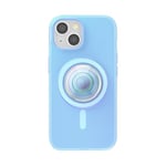 PopSockets iPhone 15 Case with Phone Grip and Slide Compatible with MagSafe, Phone Case for iPhone 15, Wireless Charging Compatible - Opalescent Blue