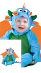 FIESTAS GUIRCA | Costume de Dragon Bébé (12-18 Mois) - Inclut Ailes, Cagoule, Queue et Combinaison - Costumes d'Animaux pour Halloween et Fêtes Costumées - Idéal pour Bébé Unisexe - Bleu et Orange