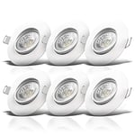 B.K.Licht lot de 6 spots LED à encastrer ultraplats 30mm, platines LED 5W/460Lu intégrées, spots encastrables orientables, blanc chaud, finition blanche matte, IP23