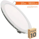 Panneau led Downlight Circulaire Plate 20W 2100LM Coupe 200mm Blanc Neutre 4500K - Lot de 10 u.