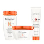 Kérastase, Nutritive, Routine Nourrissante pour Cheveux Fins à Moyens, Secs à Très Secs, Shampoing Bain Satin + Masque Masquintense + Lait Thermo-Protecteur Nectar Thermique