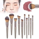 10x Champagne Gold Makeup Brushes Set Foundation Eyeshadow Eyebrow Blush LVV