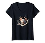 Womens Mouse Hole Peeking Mice Cute Mouse Costume Boys Girls Men V-Neck T-Shirt