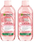 Garnier Skin Active - Solution Micellaire à l'Eau de Rose Tout-En-1 - Peaux Ternes et Sensibles - Grand Format 400 ml (Lot de 2)