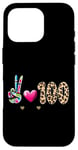 Coque pour iPhone 16 Pro Peace Love 100 Days Of School Cœur léopard