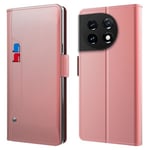 Phone Fodral med Make-up Mirror och Slick Design till OnePlus 11 - Roséguld