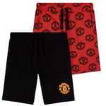 Manchester United F.C. Boys Shorts, Official Football Shorts for Children, 100% Cotton Jogger Shorts for School Sports, Gifts for Boys Teenagers Age 4-14 Years (Red/Black, 5-6 Years)