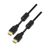 AISENS A119 – 0101 – Câble HDMI Haute Vitesse (HEC, avec ferrite, a mâle, 7 m, pour Moniteur/écran, Full HD) Couleur Noir