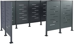 Abri De Poubelles Extérieur Conteneurs À Ordures 151x326x166 En Métal Anthracite Avec Dispositif Pour Ancrage Béton 04_0003691