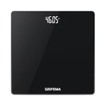 GRIFEMA GA2001-1 Digital Scales for Body Weight, Weighing Bathroom Scales, LCD Display and Step-On Technology, 150kg/330lb, 26x26cm, Batteries Included, Black