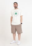 CONVERSE Short Homme Beige Sport avec Logo en Caoutchouc Printemps Esta