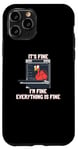 Coque pour iPhone 11 Pro Action de grâce, jeu de mots, amusant, four à dinde, humour It's Fine I'm Fine