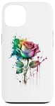 Coque pour iPhone 13 Peint Rose Arc-en-ciel Rose Dégoulinant Peinture Pétales Arc-en-ciel