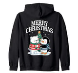 Polar bear penguin Christmas sweater Merry Christmas funny Zip Hoodie