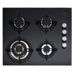 Caple C744G 58cm 4 Burner Black Gas-On-Glass Hob