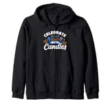 Celebrate With Candles Festival Judaism Dreidel Latke Zip Hoodie