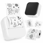 Phomemo M02X Mini Printer - Mini Thermal Sticker Printer Portable Pocket Printer Inkless, Small Bluetooth Phone Printer, Compatible with Phones & Tablets, for Kids, Family, Friends (White)