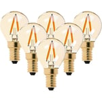 G40 LED Filament Mini Globe Ljuspære 1W, Varm 2200K (Amber Glow, E14 SES 220V-240V Vintage Candelabra Ljuspærer, Pack av 6