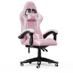 Bigzzia - Fauteuil de Bureau - Chaise Gaming - Siège de Bureau Réglable Gaming Racing - avec coussin et dossier inclinable Rose