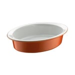 Berndes 054027 Plat Ovale Céramique 36 x 25 CM – Orange/Blanc