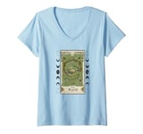 Womens The World Fun Frog Graphic Tarot Card Style, Cool Frog V-Neck T-Shirt