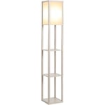 Homcom - Lampadaire étagère lampe étagère 26L x 26l x 160H cm 3 étagères 4 niveaux mdf gris clair