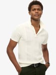 Superdry Short Sleeve Knitted Polo Shirt, Off White