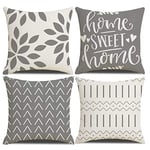 Homefeelzydys Cushion Covers,Cushion Covers 60 x 60 set of 4 Grey Square Throw Pillow Case cushion covers 24x24 4Pack For Outdoor Patio Garden Blench Living Room Sofa Farmhouse Decor