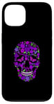 iPhone 13 Purple Floral Black Sugar-Skull Flower Day Of The Dead Case