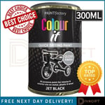 JET BLACK GLOSS FINISH PAINT QUICK DRYING ALL PURPOSE INTERIOR EXTERIOR 300ML