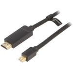 Cable hdmi male mini DisplayPort male 1.5m noir