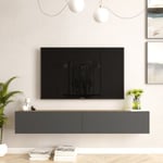 Meuble TV suspendu anthracite et bois 180cm HYL