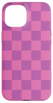 Coque pour iPhone 15 Rose, violet, motif damier, carreaux