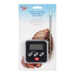 Tala Digital Cooking Thermometer - Instant Read Poultry and Meat Thermometer for Kitchen - Magnetic Back for Oven Door - Digital Thermometer with Food Probe, Manual Set Timer - Up to 250 Celsius, Grey