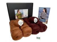 DesignEtte Northern Lights Crochet Cardigan Kit Pattern Book and Yarn Pack for Adults 100 Percent Pure Raw Silk 50g≈250m/4ply and Superkid Mohair 25g≈220m/2ply Mocha/Brown, m