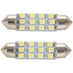 Tlily - 2X 12 smd 3528 led Blanc Voiture Interieur C5W Dome Feston Ampoule Lampe dc 12V 42mm