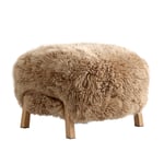 &Tradition - Wulff Pouf ATD3, Oak Fabric Cat. Sheep MTO 50 mm Honey - Fotpallar - Brun - Trä/Textilmaterial/Syntetiskt/Skum