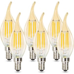 Gbly - 6 pcs Ampoules led E14 : Lampe Bougie Blanc Chaud, Ampoule 4W, 2700K, Filament Rétro Edison, Ampoule Vintage à Économie d'Énergie en Verre