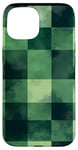 Coque pour iPhone 15 Vert abstrait damier Happiness is Being a Grandma