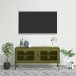 The Living Store - Meuble tv Vert olive 105x35x50 cm Acier Vert