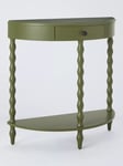 John Lewis Bobbin Half Moon Console Table, Olive