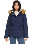 Orolay Parka D'hiver pour Femme avec Capuche et Fourrure Synthétique Amovible Marine S