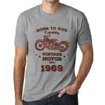 Homme Tee-Shirt Né Pour Rouler Un Moteur Légendaire Depuis 1969 - Born To Ride Legendary Motor Since 1969 - 55 Ans T-Shirt Graphique Idée Cadeau 55e Anniversaire Vintage Année 1969 Nouveauté