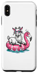 iPhone XS Max Funny Goat On Flamingo Floatie Summer Pool Party Vintage Case