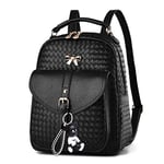 DEERWORD Femme Sac a Dos Sacs à Main Portés Bandouliere Feminin Ados Original PU Cuir 5255 1pc Ensemble Noir V1