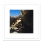 Rembrandt The Rape Of Proserpine 8X8 Inch Square Wooden Framed Wall Art Print Picture with Mount